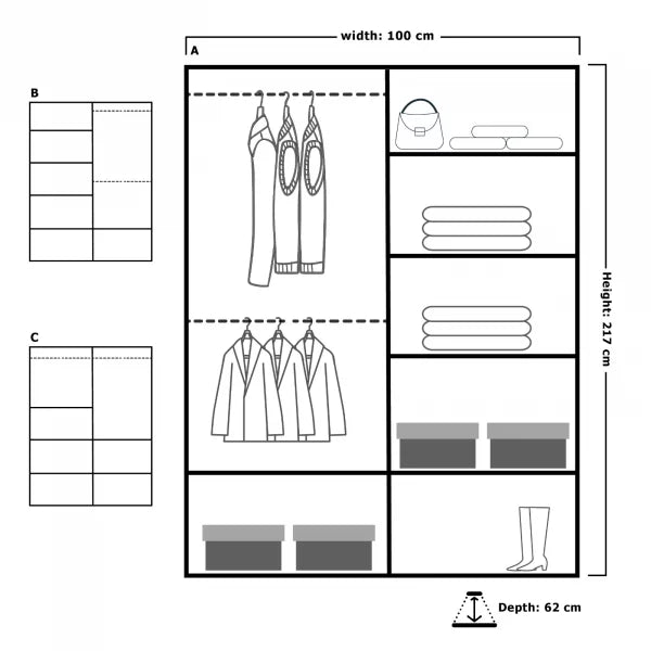 HOUSTON OAK SLIDING WARDROBE 100cm/120cm/150cm/180cm/203cm