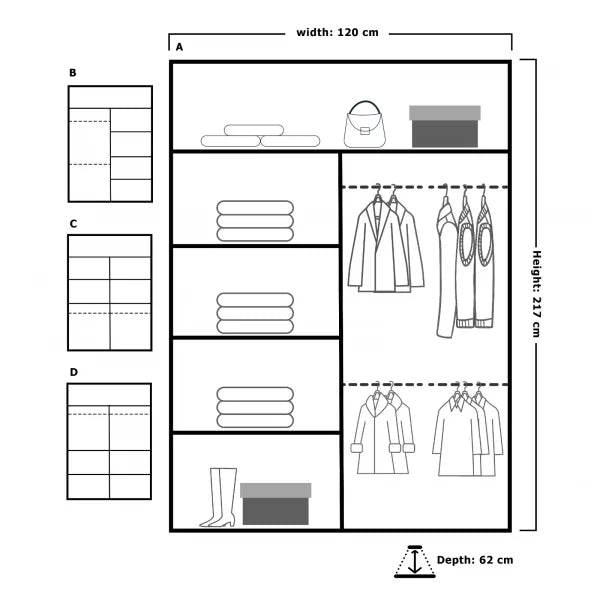 HOUSTON WHITE SLIDING WARDROBE 100cm/120cm/150cm/180cm/203cm