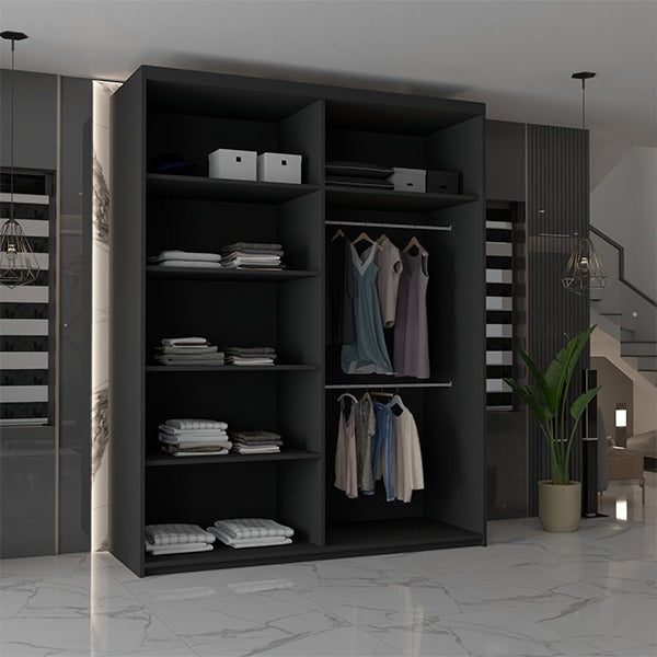 CHICAGO BLACK WARDROBE 250cm