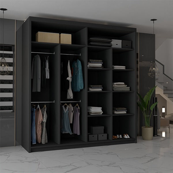 CHICAGO BLACK WARDROBE 250cm