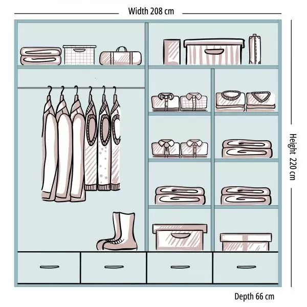 BLACK HIGH GLOSS SYCYLIA WARDROBE 150-208-255CM