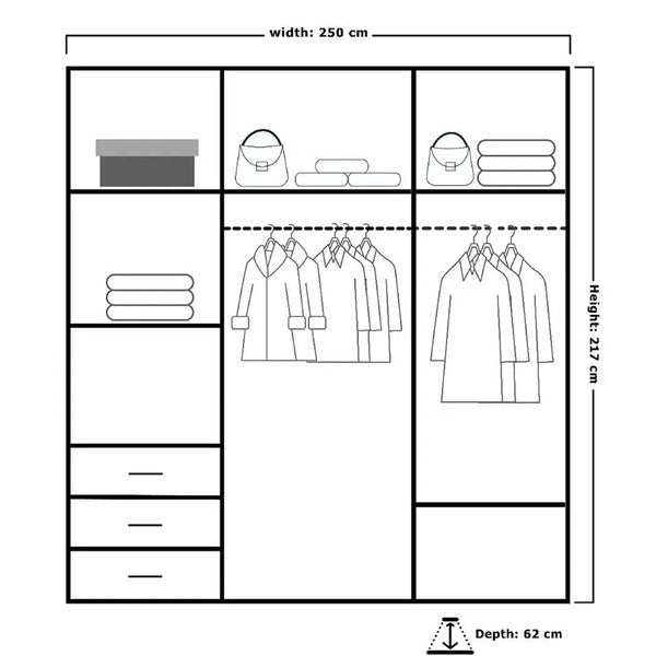 VISION BLACK WARDROBE 250cm