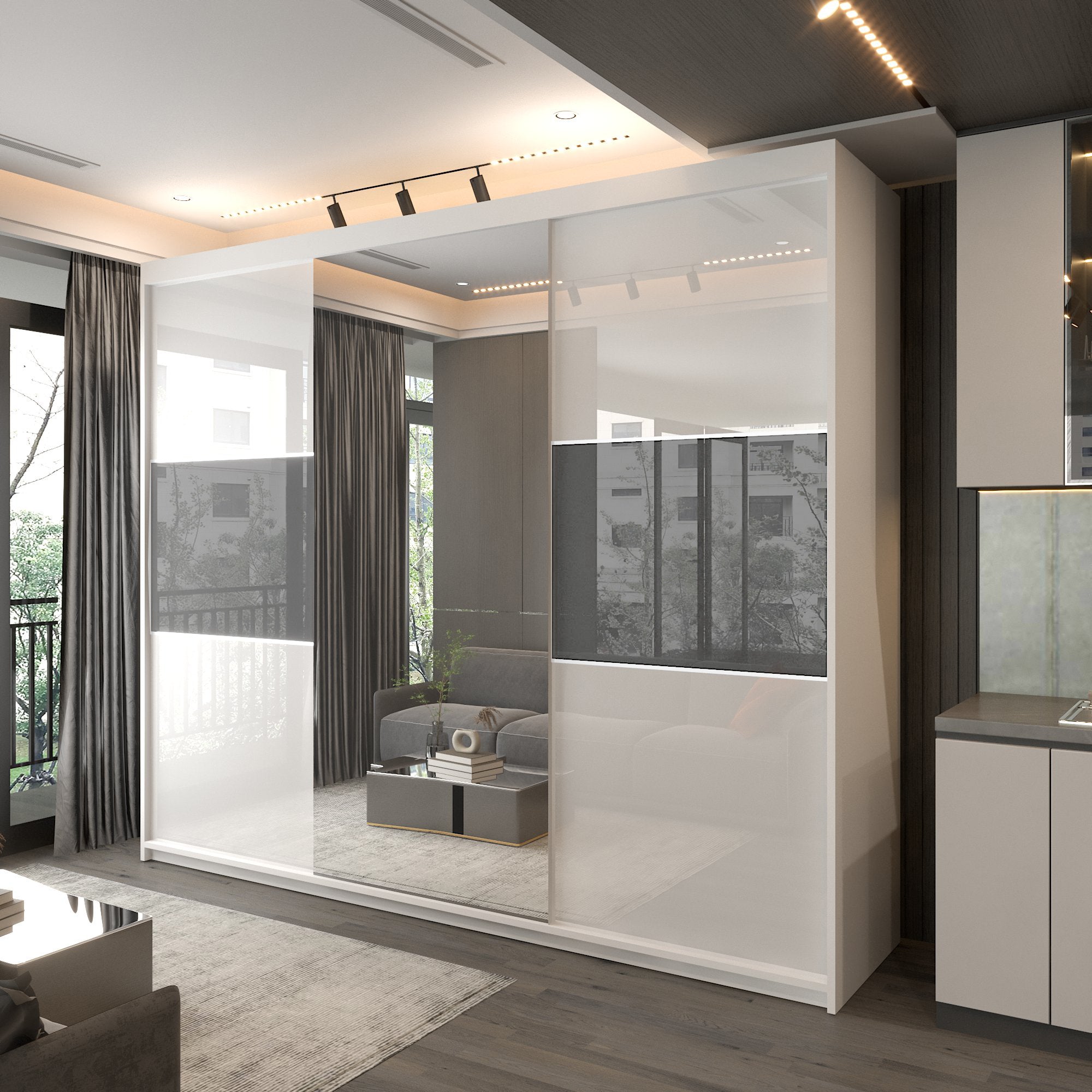 MANHATTAN WHITE HIGH GLOSS 120/150/200/250CM