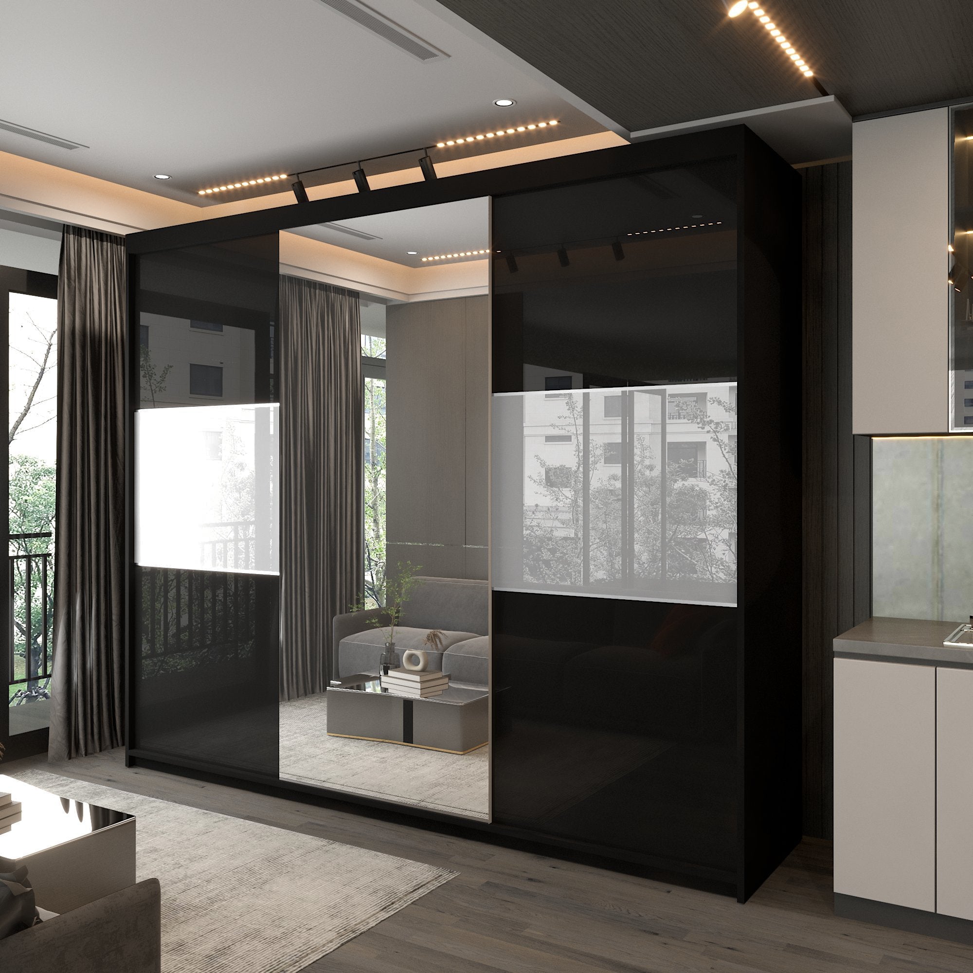 MANHATTAN BLACK HIGH GLOSS 120/150/200/250CM