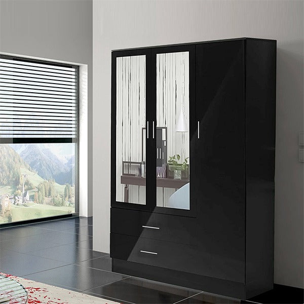 Bobby Grey 3 Door High Gloss Wardrobe