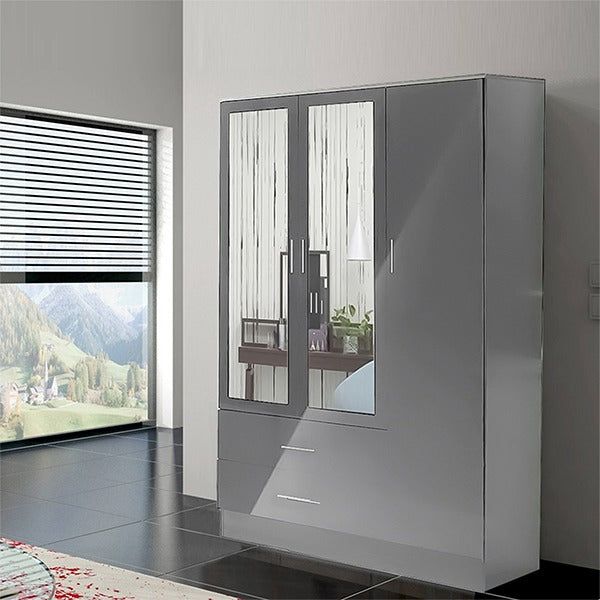 Bobby Grey 3 Door High Gloss Wardrobe