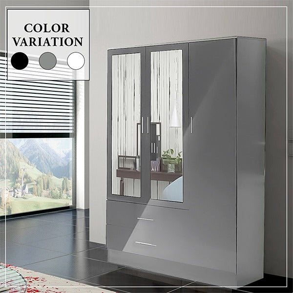 Bobby Grey 3 Door High Gloss Wardrobe