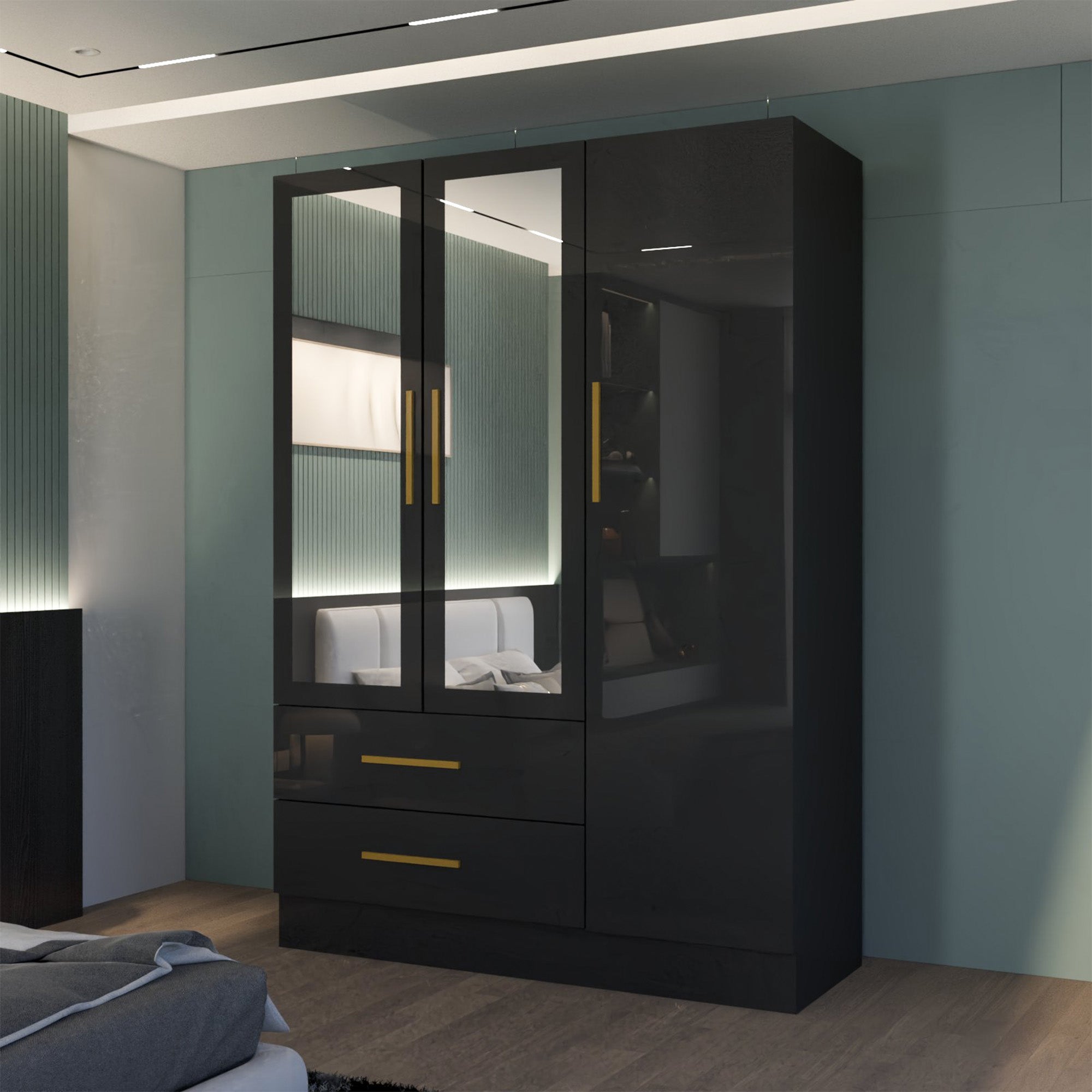 Lugano 3 Door High Gloss Wardrobe