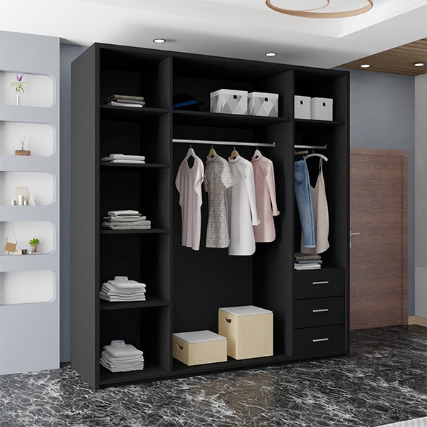 ETNA BLACK WARDROBE 250cm