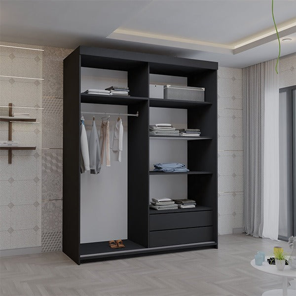 Serbia Black Sliding Wardrobe 150cm/200cm
