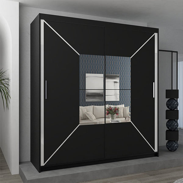 NICOLE BLACK WARDROBE 120cm/150cm/180cm/203cm