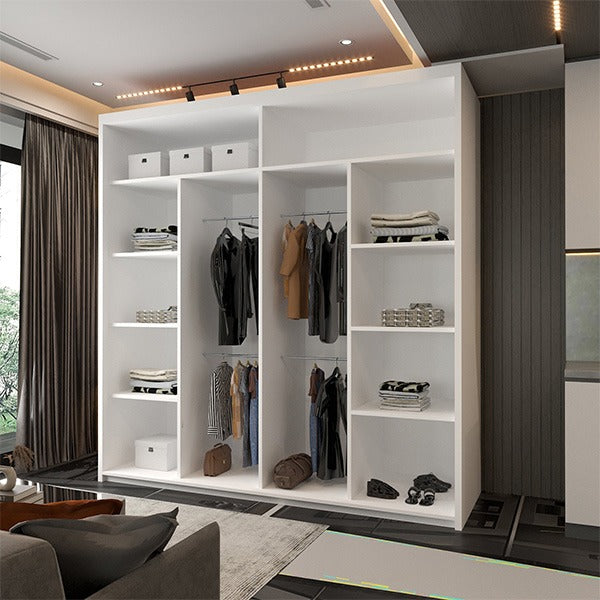 CHELSEA WHITE WARDROBE WHITE STRIP 150cm/203cm