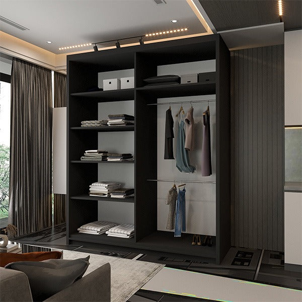 CHELSEA BLACK WARDROBE BLACK STRIP 150cm/203cm