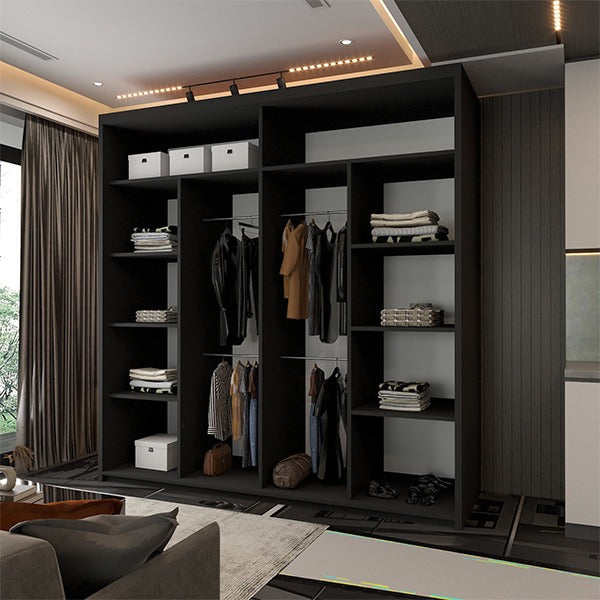 CHELSEA BLACK WARDROBE BLACK STRIP 150cm/203cm