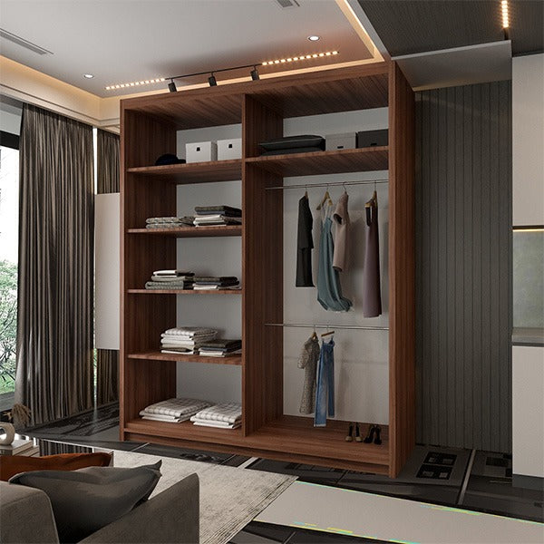 CHELSEA WALNUT WARDROBE BLACK STRIP 150cm/203cm