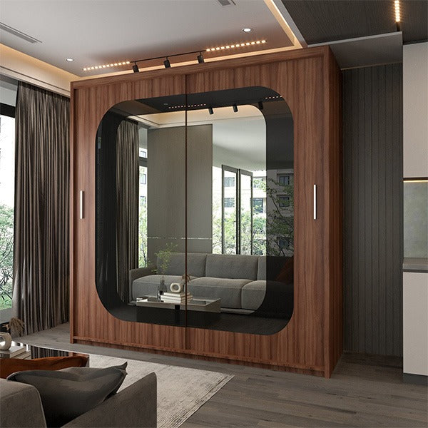 CHELSEA GREY WARDROBE BLACK STRIP 150cm/203cm