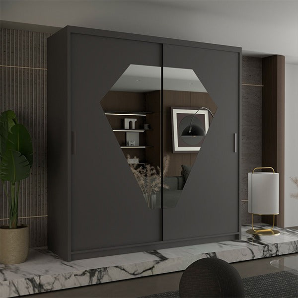DIAMOND BLACK WARDROBE 150cm/203cm