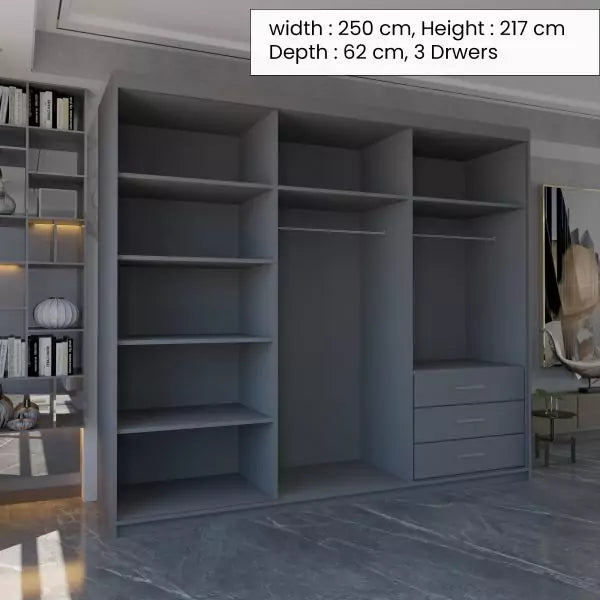 MIAMI GREY WARDROBE 250cm