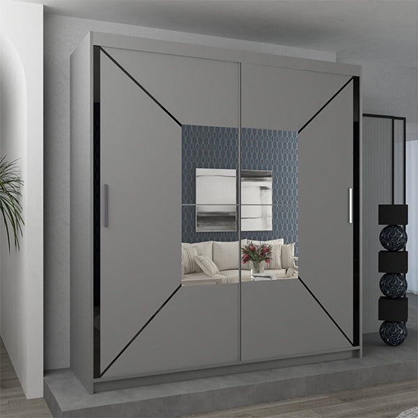 NICOLE BLACK WARDROBE 120cm/150cm/180cm/203cm