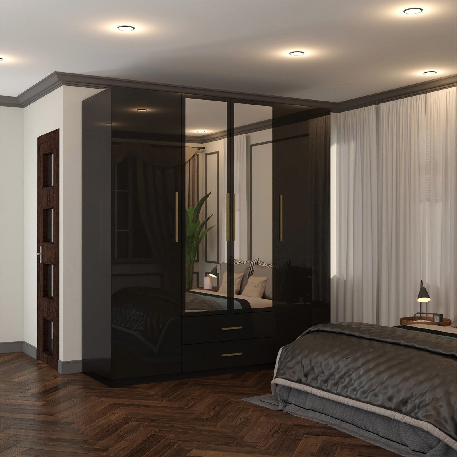 Lugano High Gloss 4 Door Hinged Wardrobe