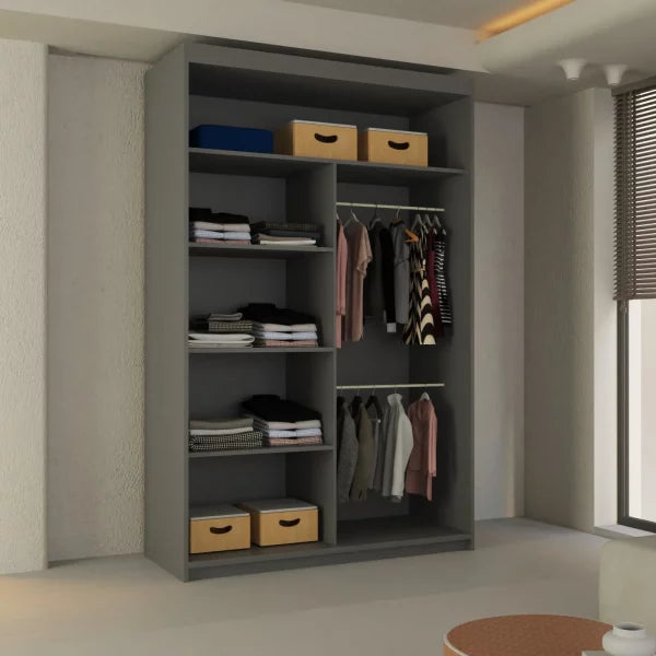 LISBON SLIDING DOOR WARDROBE GREY 120cm/150cm/180cm/203cm