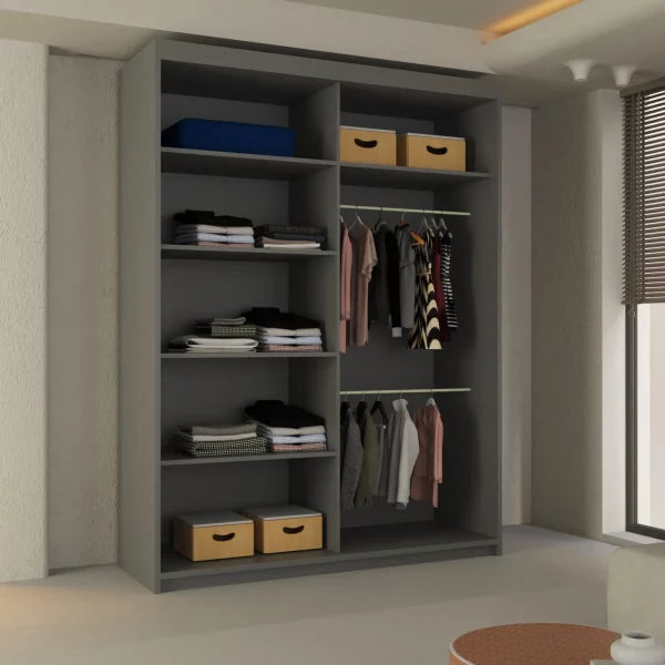 LISBON SLIDING DOOR WARDROBE GREY 120cm/150cm/180cm/203cm