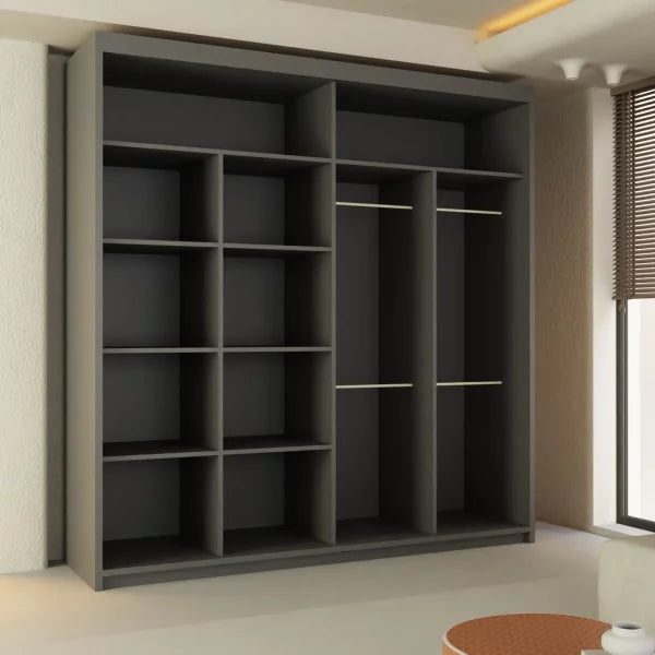 LISBON SLIDING DOOR WARDROBE GREY 120cm/150cm/180cm/203cm