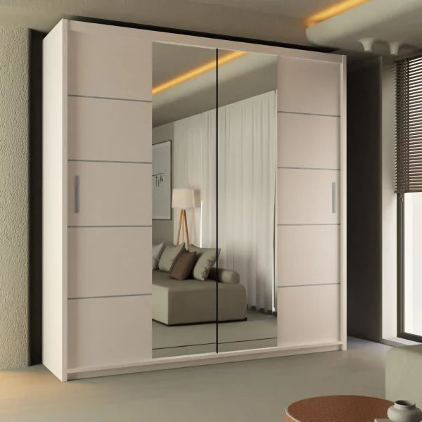 LISBON SLIDING DOOR WARDROBE GREY 120cm/150cm/180cm/203cm