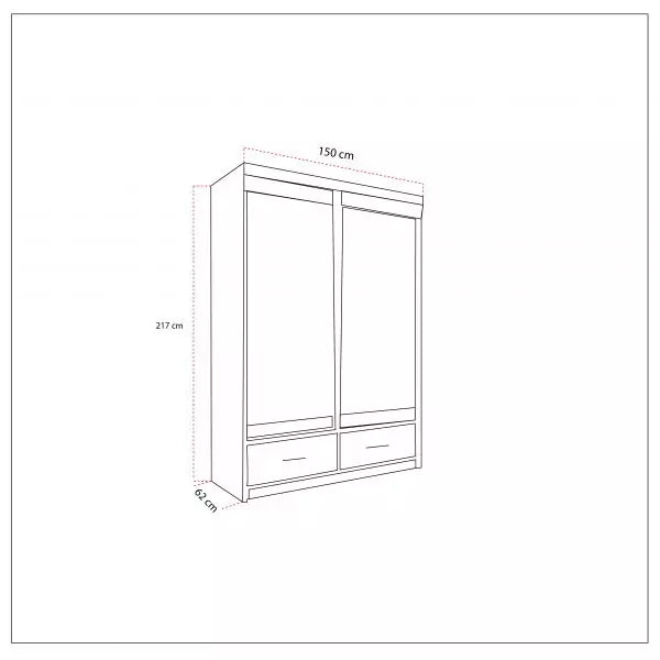 MAYFAIR WHITE WARDROBE 150CM