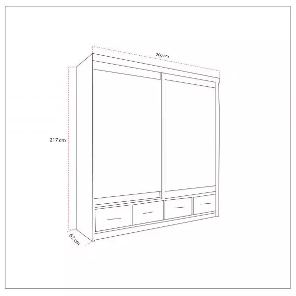 MAYFAIR WHITE WARDROBE 200CM