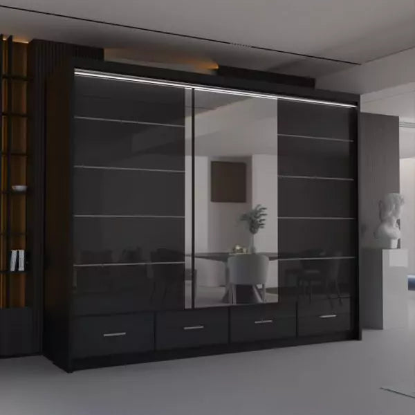 HIGH GLOSS SYCYLIA GREY WARDROBE 150-208-255CM