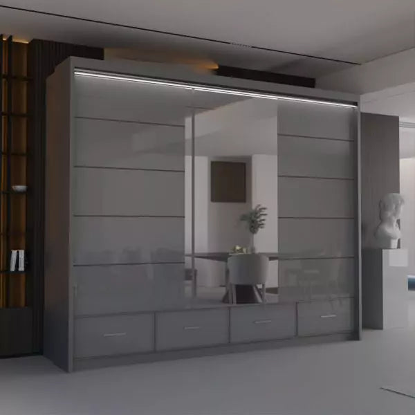 HIGH GLOSS SYCYLIA WHITE WARDROBE 150-208-255CM