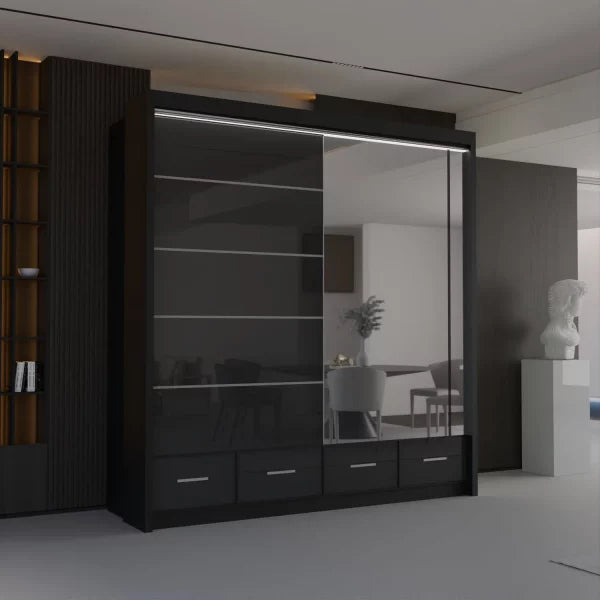 HIGH GLOSS SYCYLIA WHITE WARDROBE 150-208-255CM
