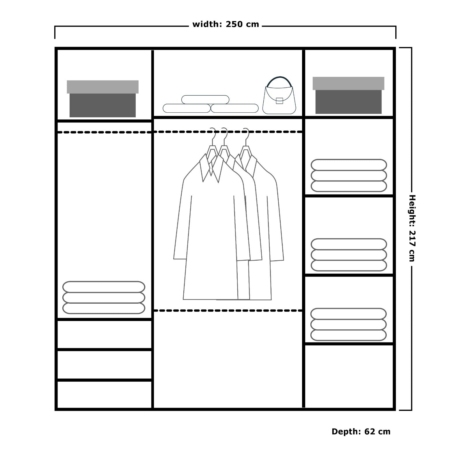 ETNA BLACK WARDROBE 250cm