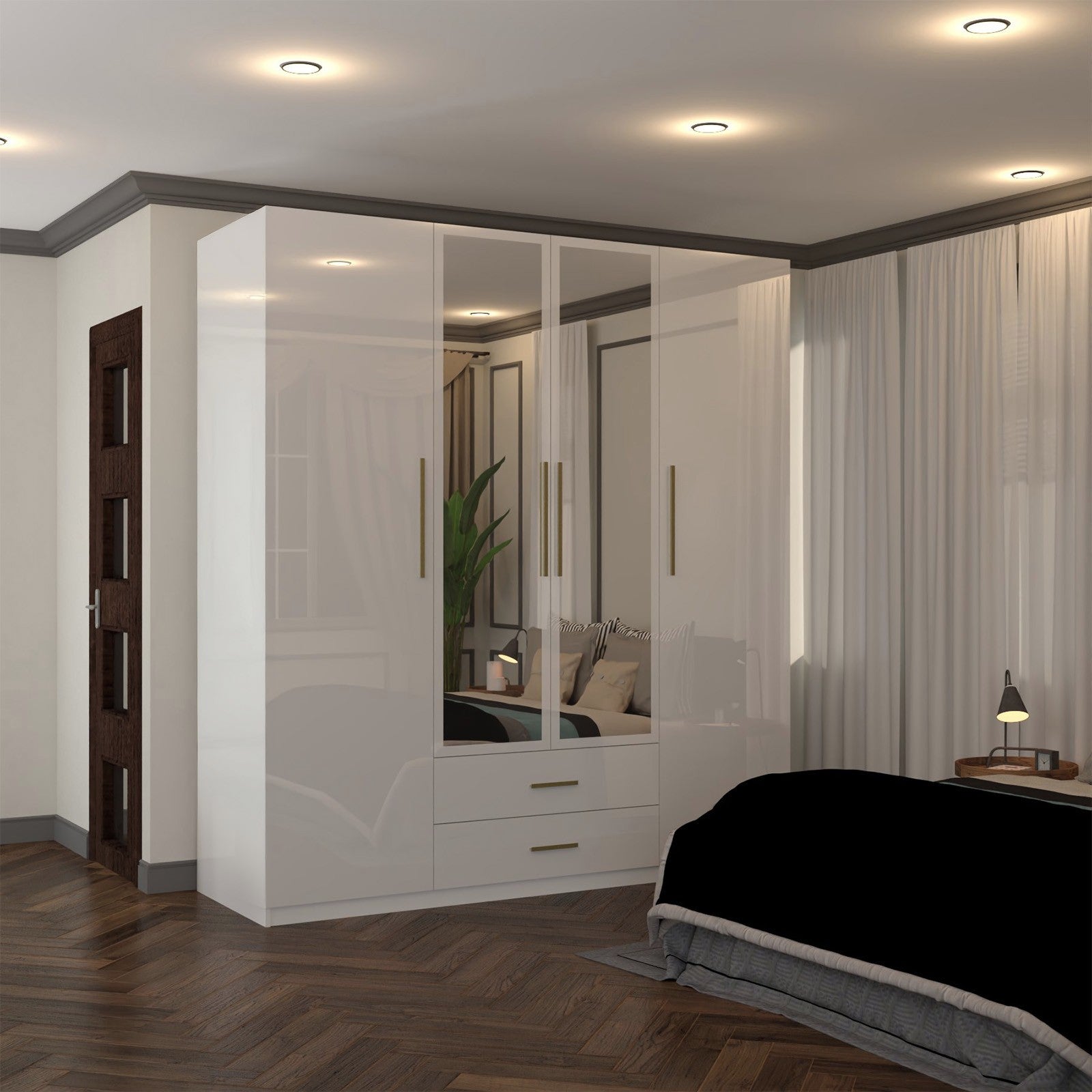 Lugano High Gloss 4 Door Hinged Wardrobe