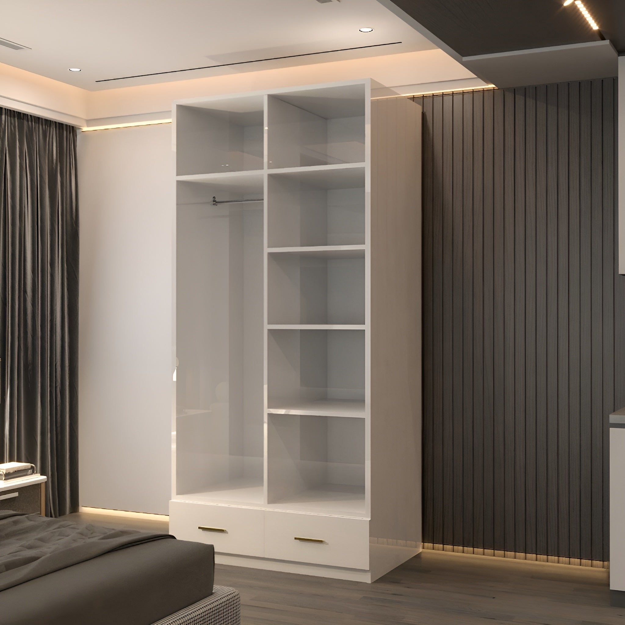 Lugano 2 Door 90cm High Glass Wardrobe