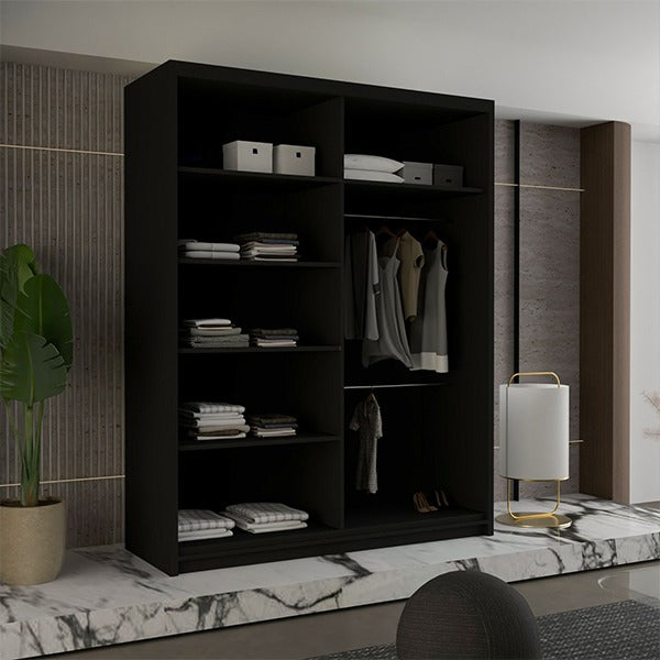DIAMOND BLACK WARDROBE 150cm/203cm