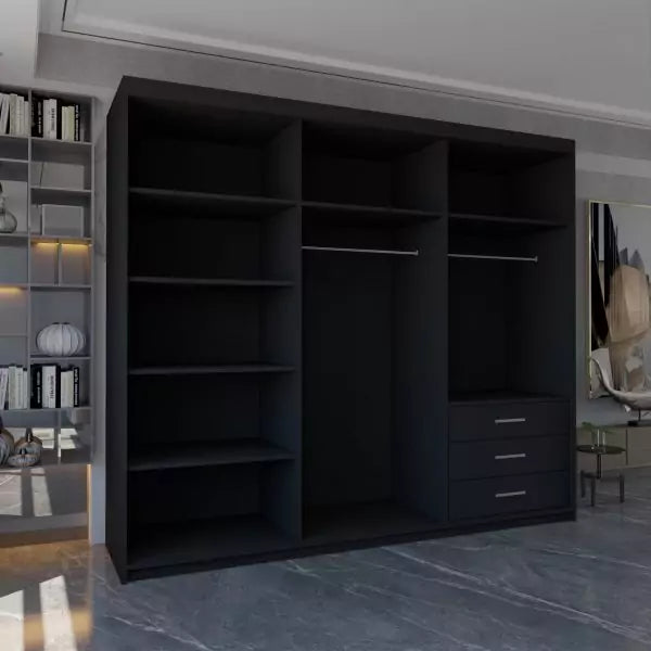 MIAMI BLACK WARDROBE 250cm