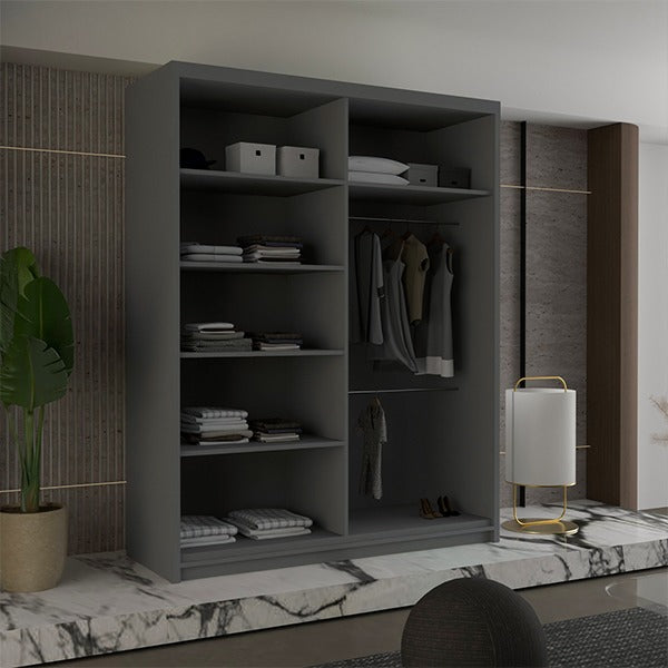DIAMOND GREY WARDROBE 150cm/203cm