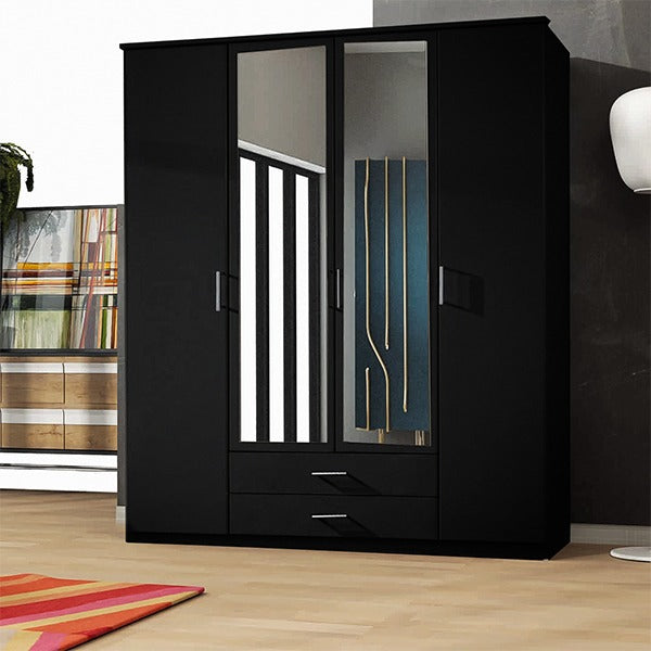 LONDON 4 DOOR BLACK WARDROBE