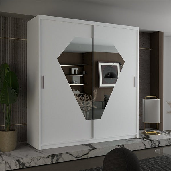 DIAMOND GREY WARDROBE 150cm/203cm